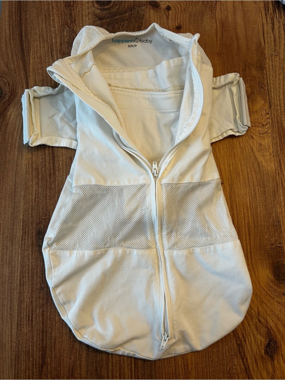 happiest baby Cream Sleep Sack Swaddle - Cozy Hooded Design